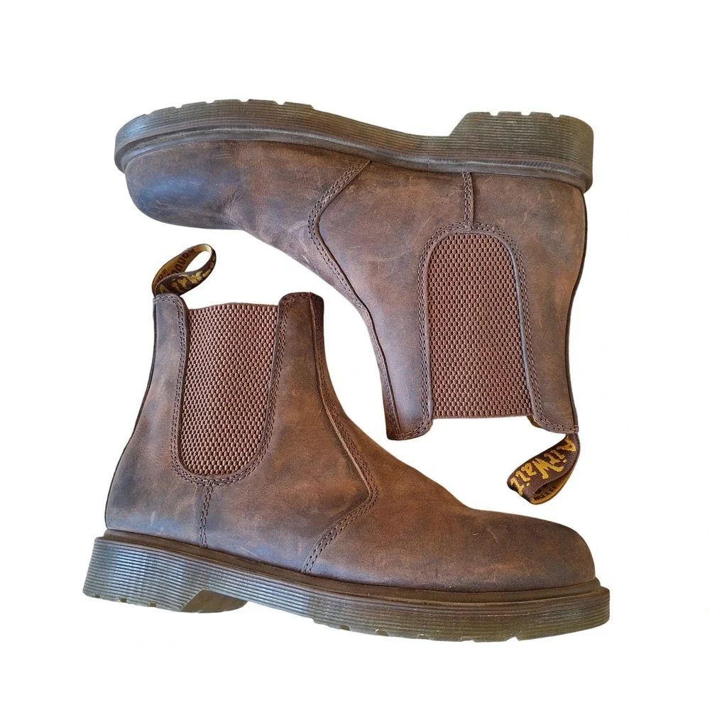 Dr Martens 2976 Brown Crazy Horse Leather Chelsea Boot Pull On Mens 7
